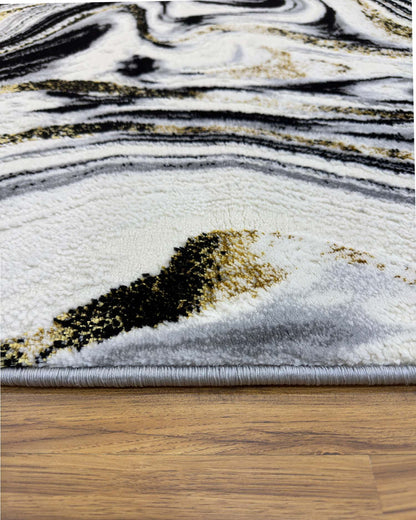 Turkish Area Rug Gamma Premium Collection GOLD/GRAY 412A