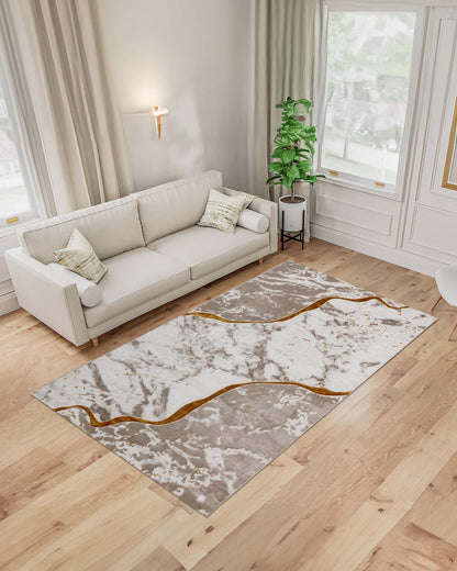 Turkish Area Rug Gamma Premium Collection GOLD/BEIGE BROWN 383A