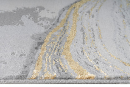 Turkish Area Rug Gamma Premium Collection GOLD/GRAY KD001