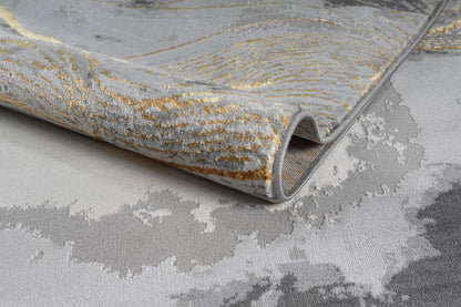 Turkish Area Rug Gamma Premium Collection GOLD/GRAY KD001