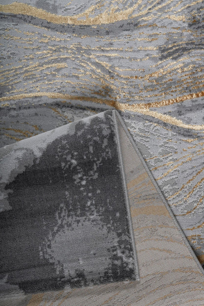 Turkish Area Rug Gamma Premium Collection GOLD/GRAY KD001