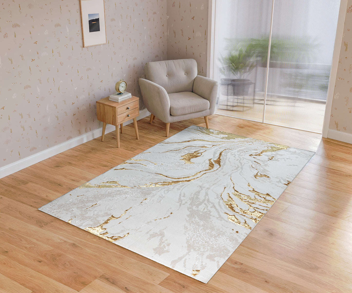 Turkish Area Rug Gamma Premium Collection GOLD/BEIGE 0691A